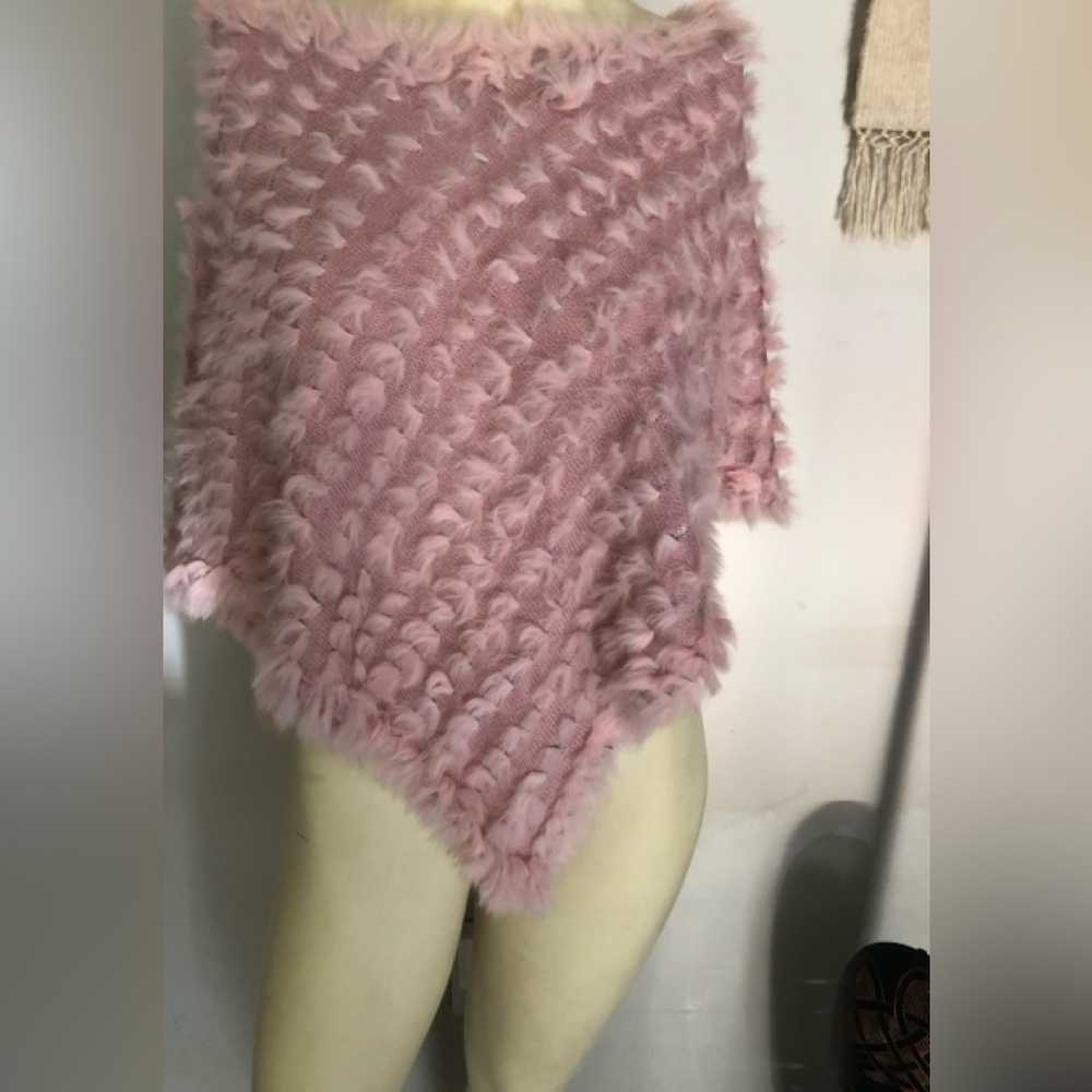 Elegant Pink Nanni Rabbit Women's Poncho Size Medium